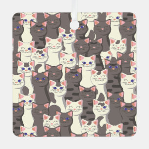 White and grey cats pattern metal ornament