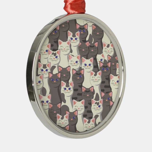 White and grey cats pattern metal ornament (Right)