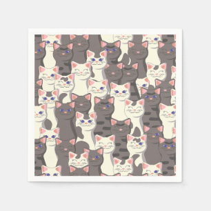 White and grey cats pattern napkin