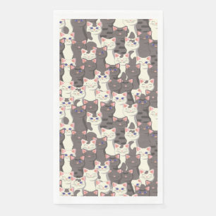 White and grey cats pattern napkin
