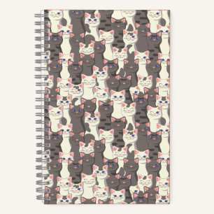 White and grey cats pattern notebook