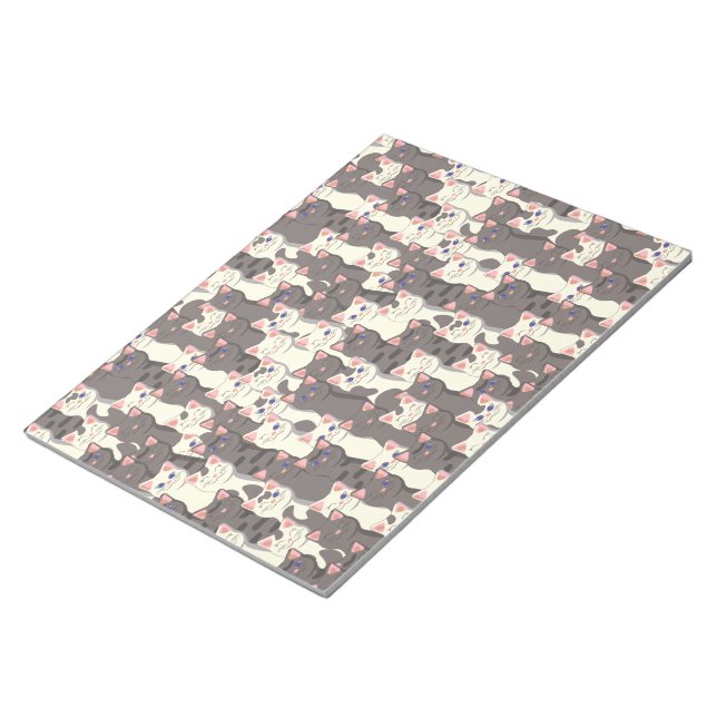 White and grey cats pattern notepad (Angled)