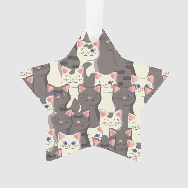 White and grey cats pattern ornament (Front)