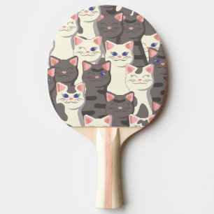 White and grey cats pattern ping pong paddle