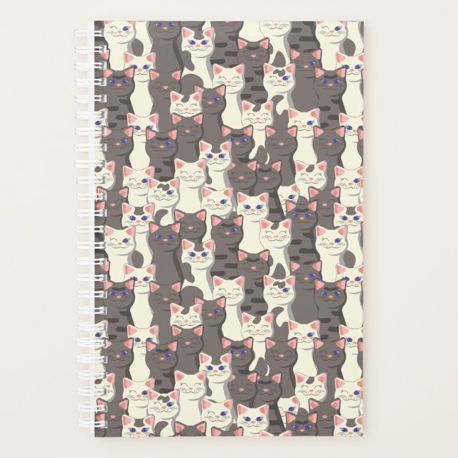 White and grey cats pattern planner (Front)