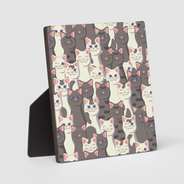 White and grey cats pattern plaque (Front)