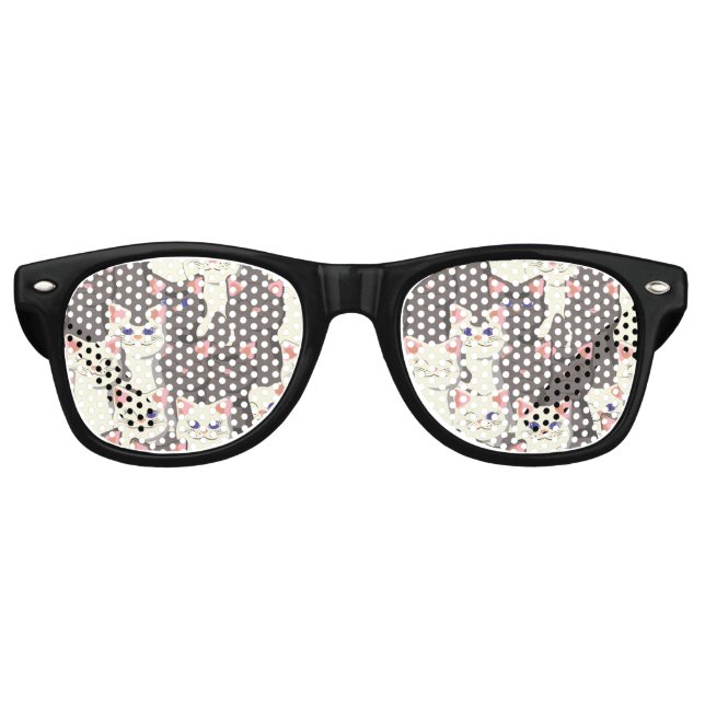 White and grey cats pattern retro sunglasses (Front)