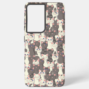 White and grey cats pattern samsung galaxy case