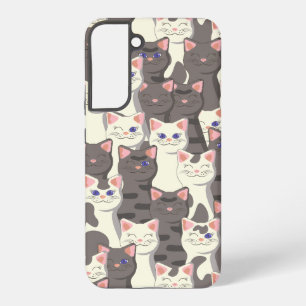 White and grey cats pattern samsung galaxy case