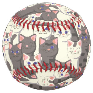 White and grey cats pattern softball