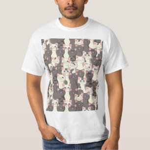 White and grey cats pattern T-Shirt
