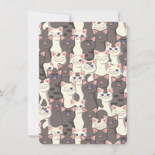 White and grey cats pattern thank you card