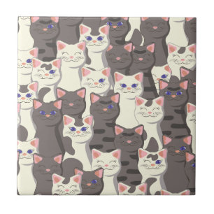 White and grey cats pattern tile