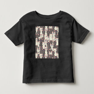 White and grey cats pattern toddler t-shirt