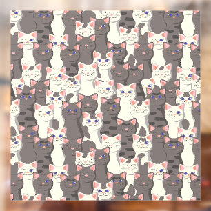 White and grey cats pattern window cling