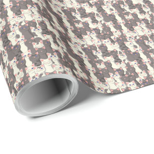 White and grey cats pattern wrapping paper