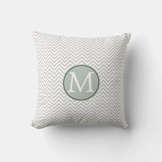 White and Grey Chevron Throw Pillow (Front)