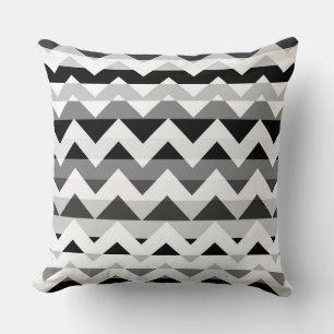 White and Grey Chevron Zigzag Throw Pillow