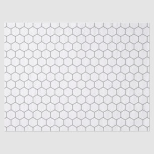 White And Grey Classy Geometric Honeycomb Pattern Tissue Paper