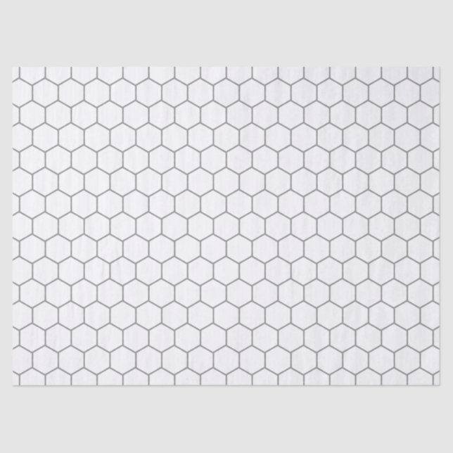 White And Grey Classy Geometric Honeycomb Pattern Tissue Paper (Front)