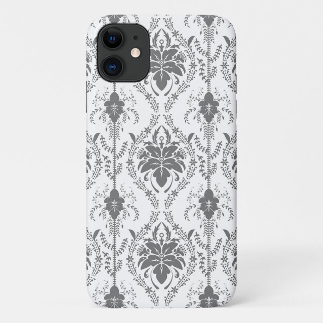 White and grey Damask openwork pattern Case-Mate iPhone Case (Back)