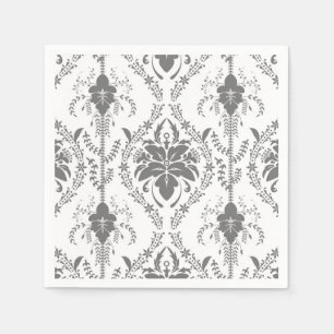 White and grey Damask openwork pattern Napkin