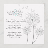 White and Grey Dandelion Wedding Invitation