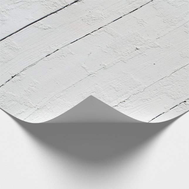 White and Grey Faux Wood Plank Textured Wrapping Paper (Corner)