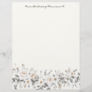 White and Grey Floral border Letterhead