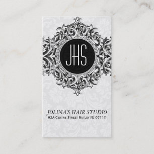 White And Grey Floral Ornament Appointment Card
