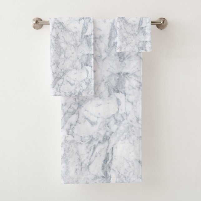 White and Grey Marble Bath Towel Set (Insitu)