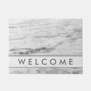 White And Grey Marble Pattern Welcome Doormat