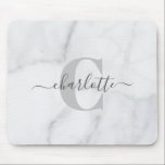 White and Grey Marble Personalized Monogram Name Mouse Pad<br><div class="desc">White and Grey Marble Personalized Monogram Name Mouse Pad</div>