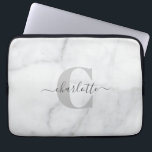 White and Grey Marble Personalized Monogrammed    Laptop Sleeve<br><div class="desc">White and Grey Marble Personalized Monogrammed Laptop Sleeve</div>