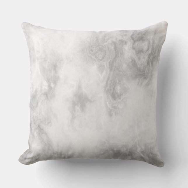 White and Grey Marble Throw Pillow (Front)