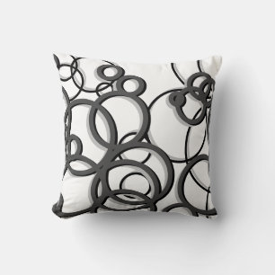 White and Grey Modern Geometric Circles Throw Pillow