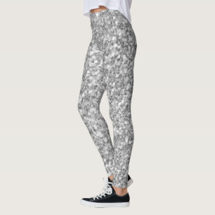 White And Grey Mosaic Glitter Leggings