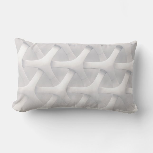 White and grey optical illusion lumbar pillow (Front)