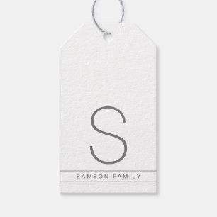 White and Grey Personalized Monogram Family Name Gift Tags