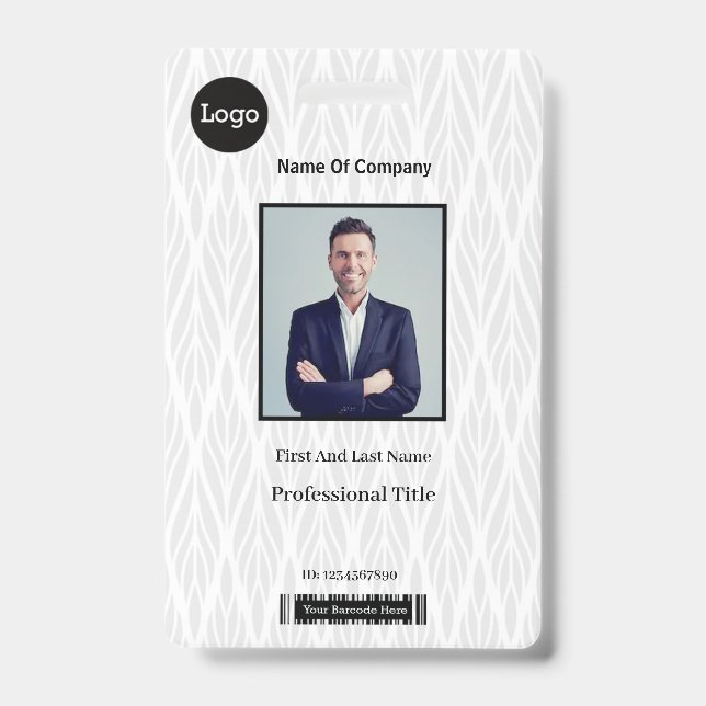 White And Grey Photo Identification ID Badge (Front)