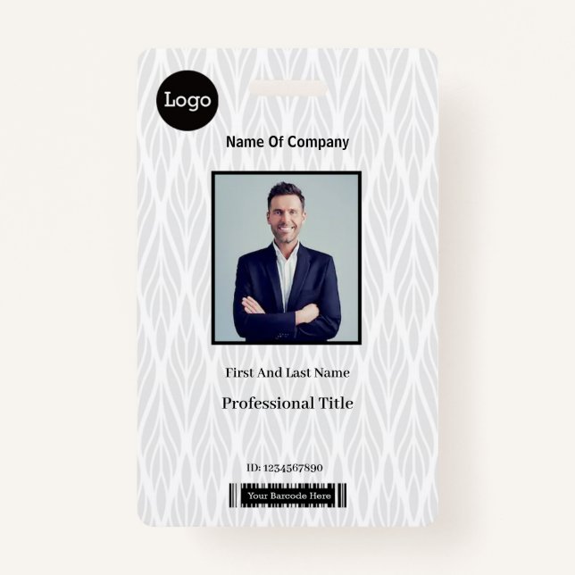 White And Grey Photo Identification ID Badge (Front)