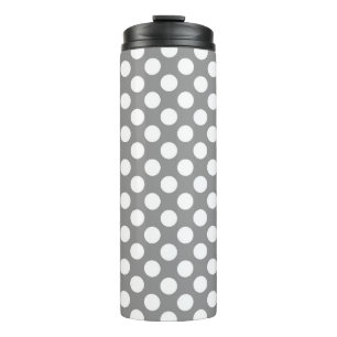 White and grey polka dots pattern thermal tumbler