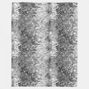 White And Grey Retro Disco-Ball Glitter 2 Fleece Blanket