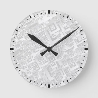 White and Grey Retro Square Pattern on Wall Clock