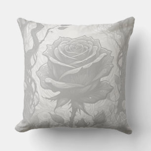 White And Grey Roses Throw Pillow