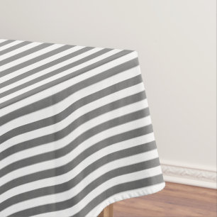 White and Grey Stripe Tablecloth