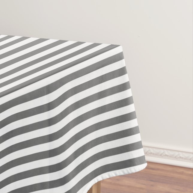White and Grey Stripe Tablecloth (In Situ)