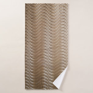 White and grey striped textile bath towel
