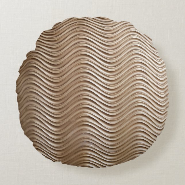 White and grey striped textile round pillow (Front)