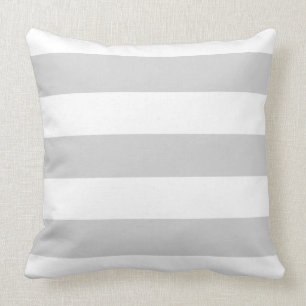 White and Grey Striped Throw Pillow
